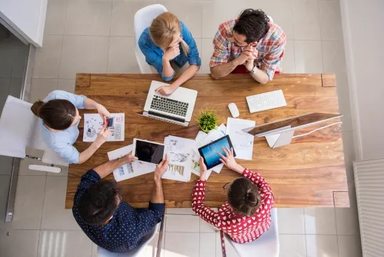 offshore development team discussing their project